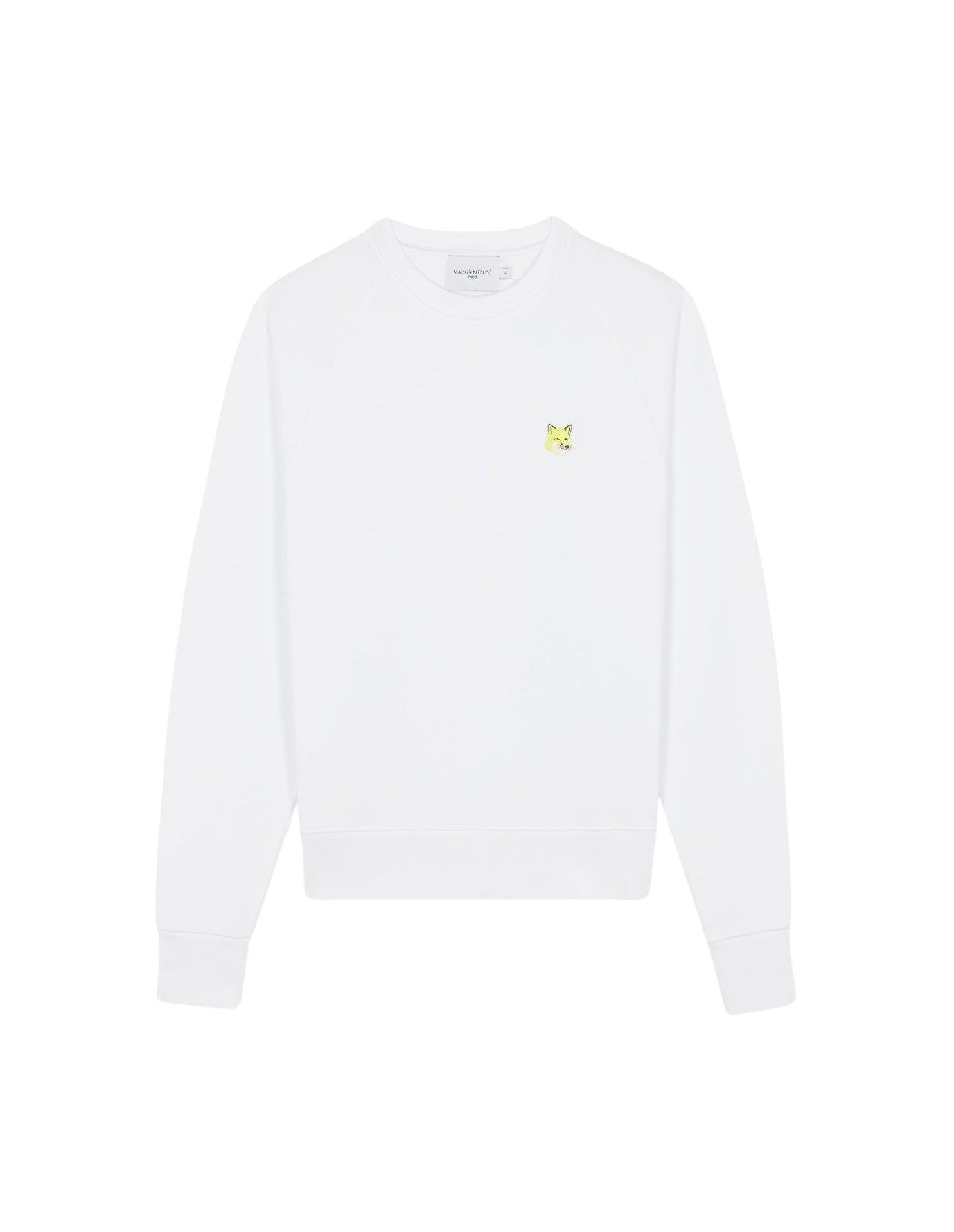 Sweatshirt à col rond avec écusson brodé - White