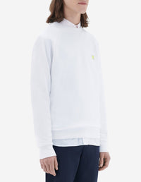 Sweatshirt à col rond avec écusson brodé - White