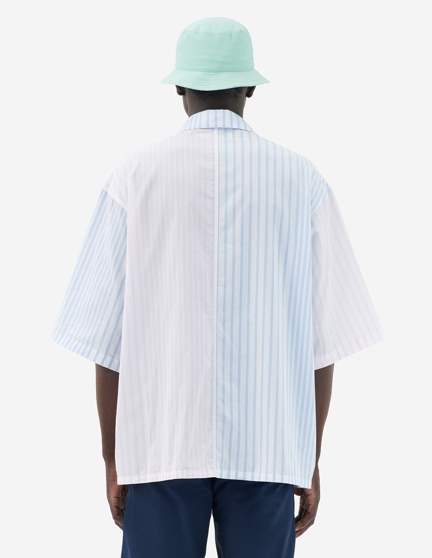 Oversized short-sleeved striped shirt - Color Block Stripes