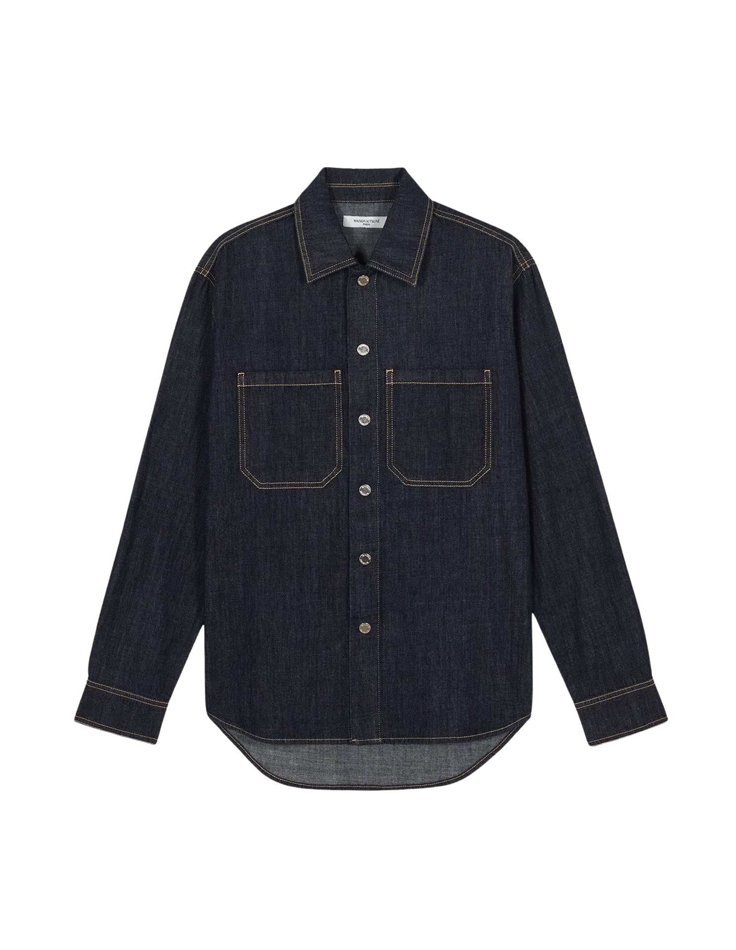 Oversized overstitched denim shirt - Indigo