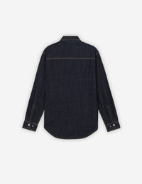 Oversized overstitched denim shirt - Indigo