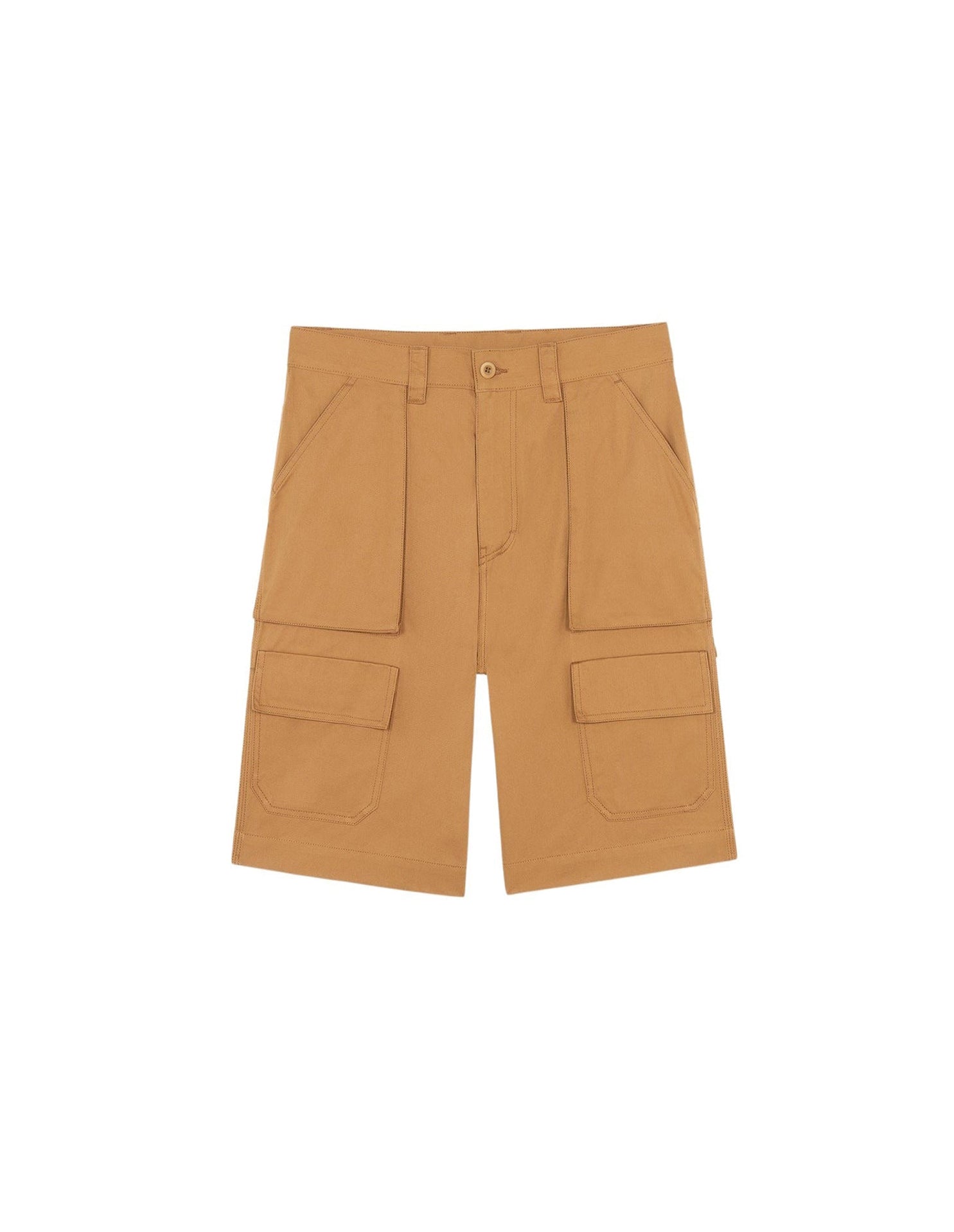 Oversized shorts with button fastening - Camel