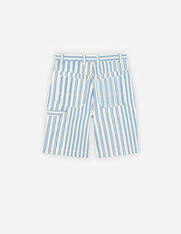 Oversized striped Bermuda shorts - Sky Blue Stripes