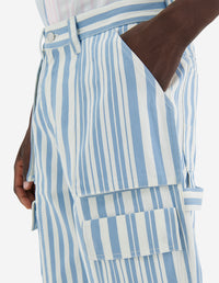 Oversized striped Bermuda shorts - Sky Blue Stripes