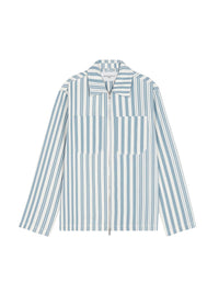 Zip-over shirt with pockets - Sky Blue Stripes