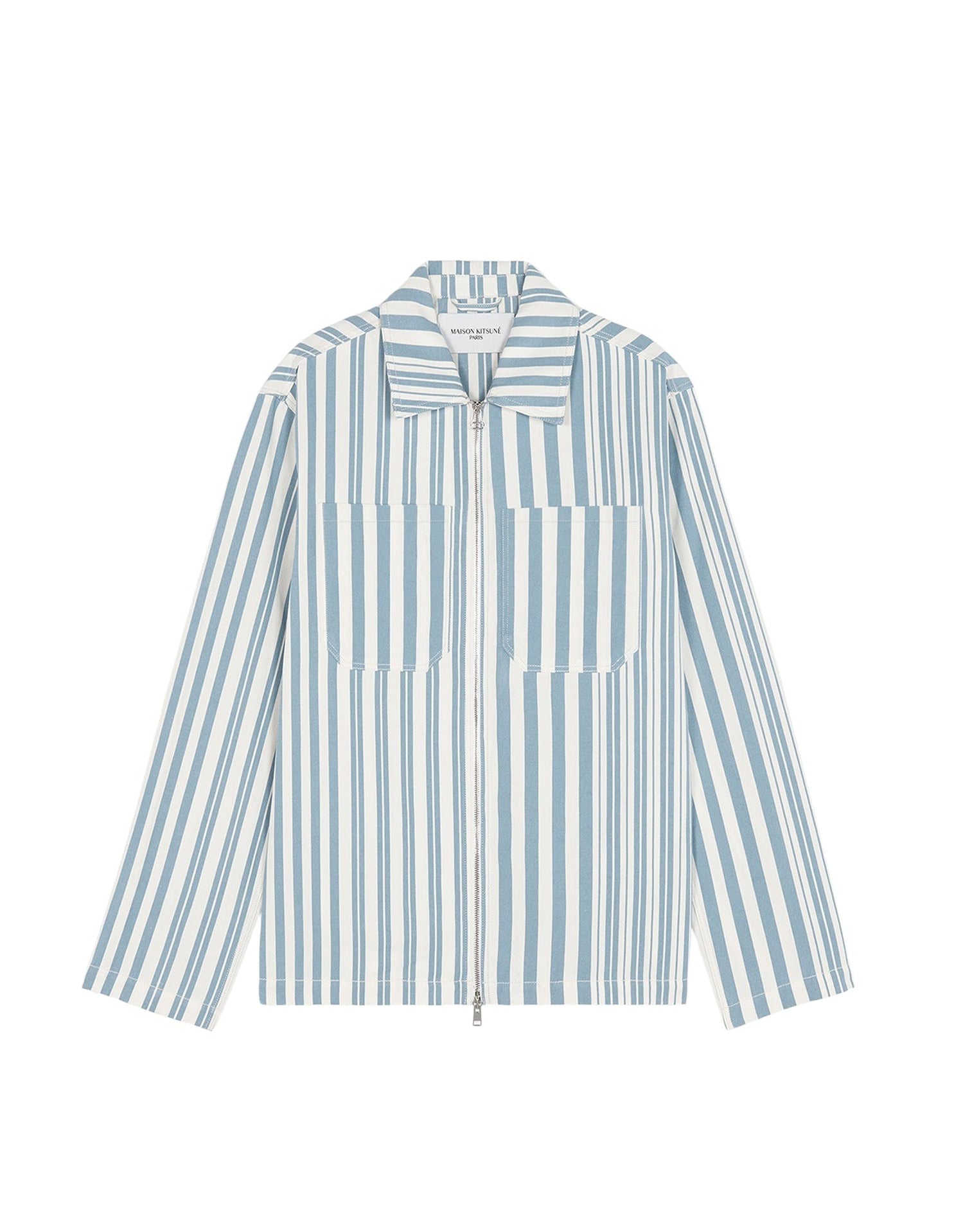 Zip-over shirt with pockets - Sky Blue Stripes