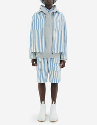 Zip-over shirt with pockets - Sky Blue Stripes