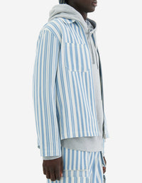 Zip-over shirt with pockets - Sky Blue Stripes
