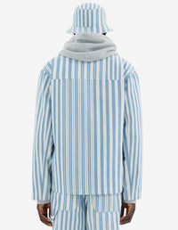 Zip-over shirt with pockets - Sky Blue Stripes