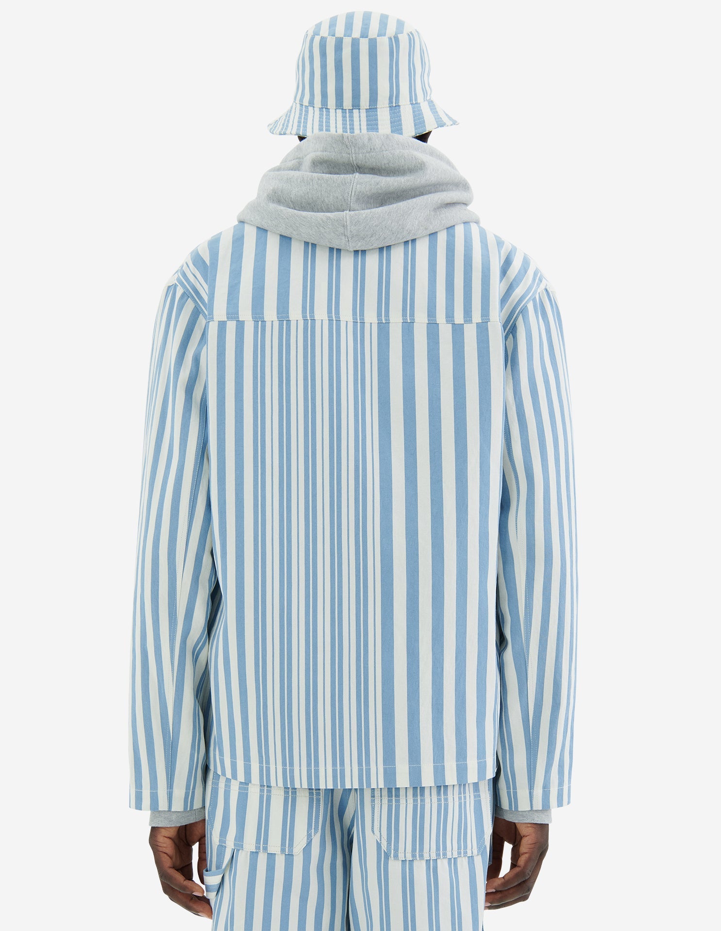Zip-over shirt with pockets - Sky Blue Stripes