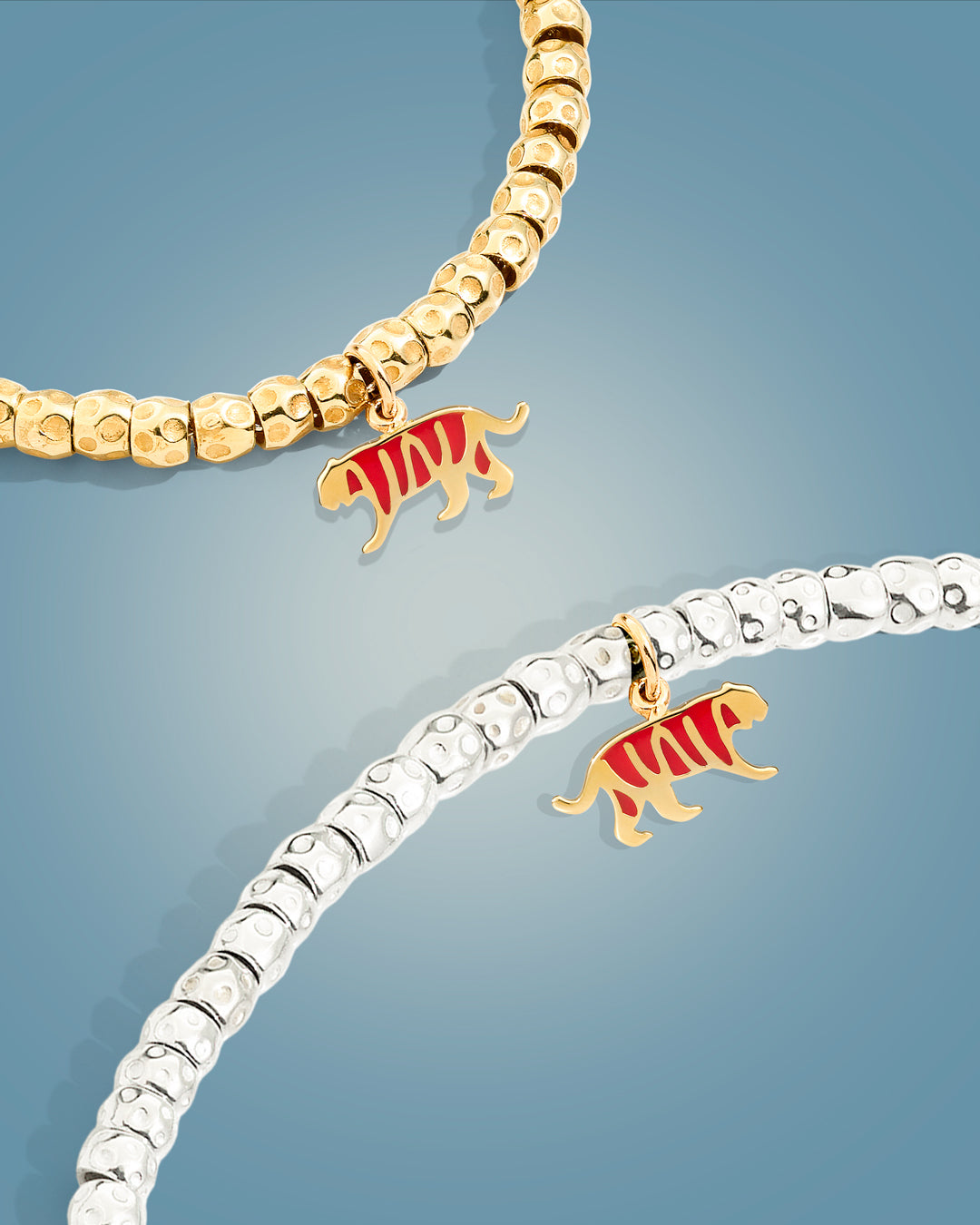 Charm Tigre en or jaune 18K et émail - Or Jaune