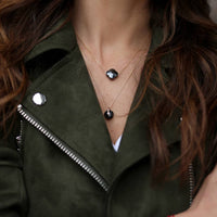 Collier Honore en or jaune & Hématite - Noir Métal Argenté