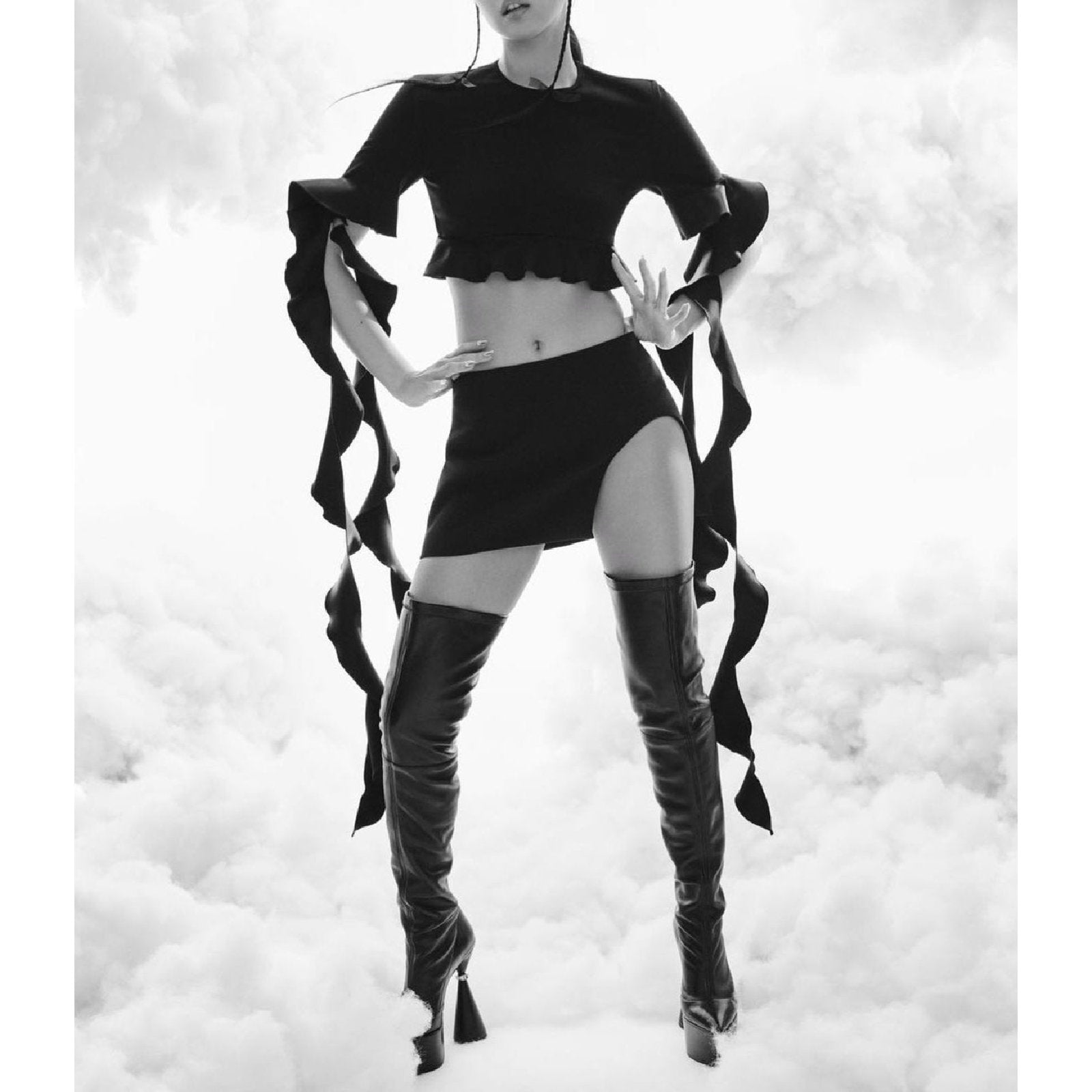 Ivy 150 leather thigh-high boots - Black