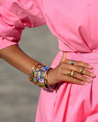 Diva enamel and gold cuff - Blue & purple & green