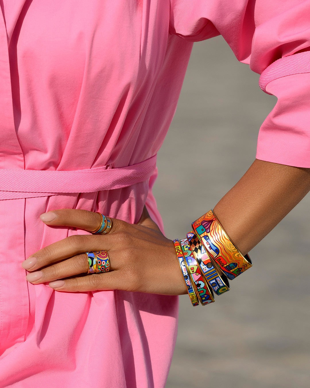 Miss enamel and gold bracelet - Red & green & blue