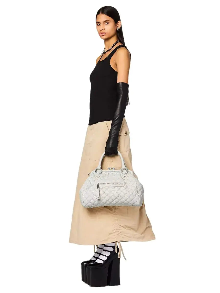 PAS INFO   Sac The Stam en cuir matelassé - Cloud White