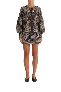 Blouse Paisley Bloom en coton - Noir