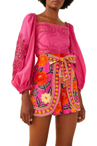 MEDIA OFF LINE_Short Flower Tapestry en lin - Rose