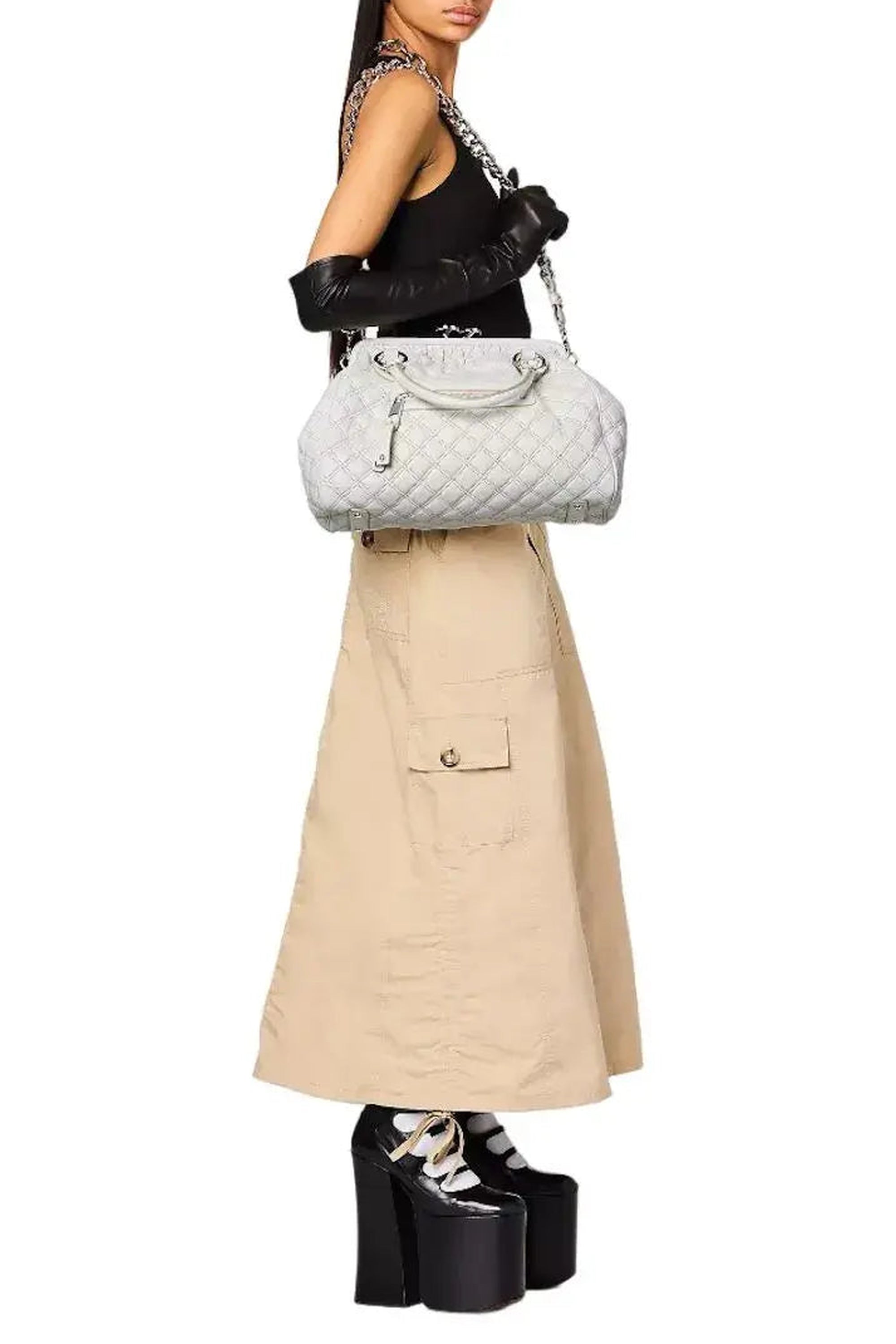 Sac Stam avec chaîne en cuir - Cloud White