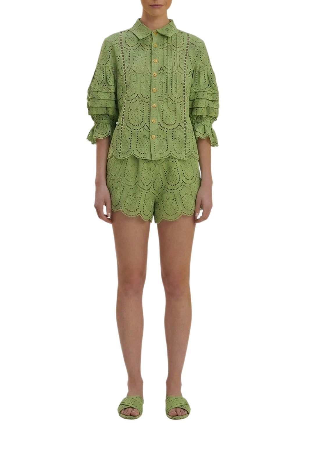Short Ananas à œillets en coton - Vert