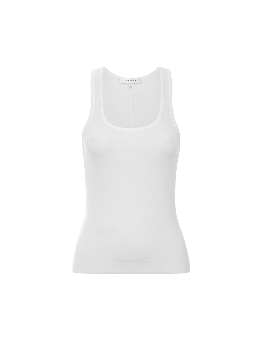 RIB SCOOP NECK TANKWHITE