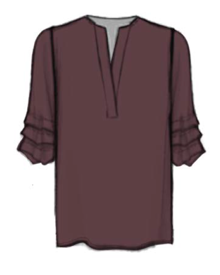 TIERED RUFFLE S/S BLOUSE MULBERRY