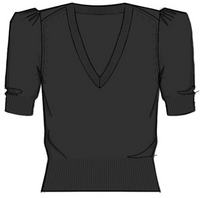CASHMERE GATHERED V-NECK SWEATERBLACK