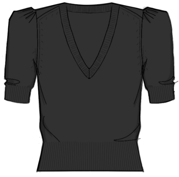 CASHMERE GATHERED V-NECK SWEATERBLACK