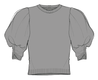 RUCHED SLEEVE CASHMERE SWEATERDARK GRIS HEATHER