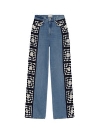 Pantalon Jane Wide Leg Crop Crochet en denim - Baines Clean