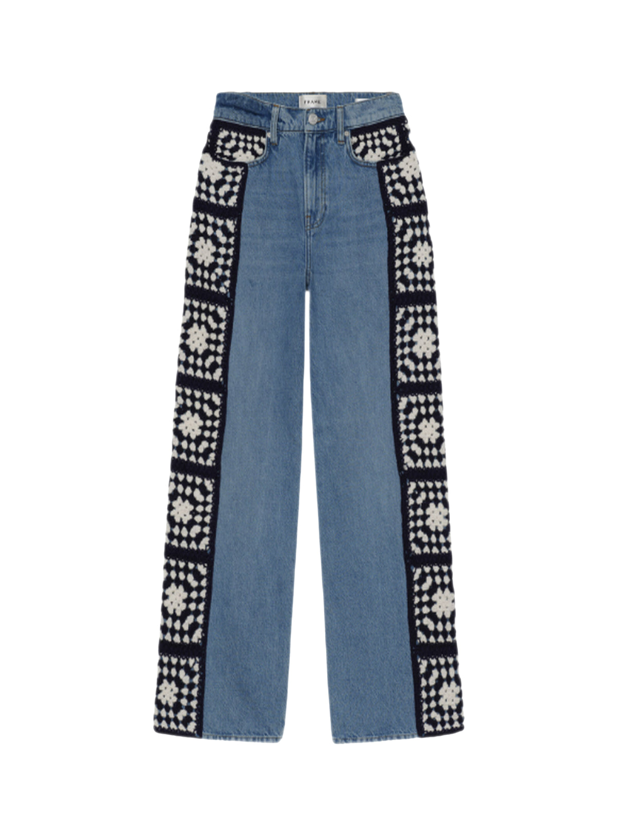 Pantalon Jane Wide Leg Crop Crochet en denim - Baines Clean