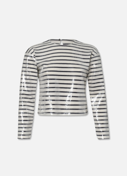 STRIPED SEQUIN TOPNAVY MULTI
