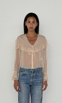 SHEER RUFFLE BLOUSELIGHT PETAL