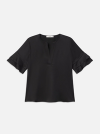 TIERED RUFFLE S/S BLOUSEBLACK