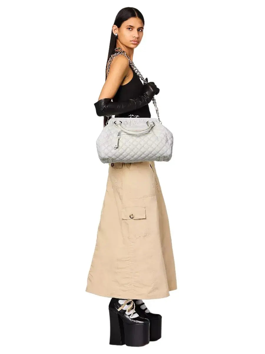 PAS INFO   Sac The Stam en cuir matelassé - Cloud White