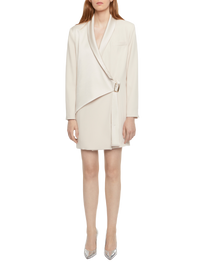 Short dress in satin crepe fabric - Beige