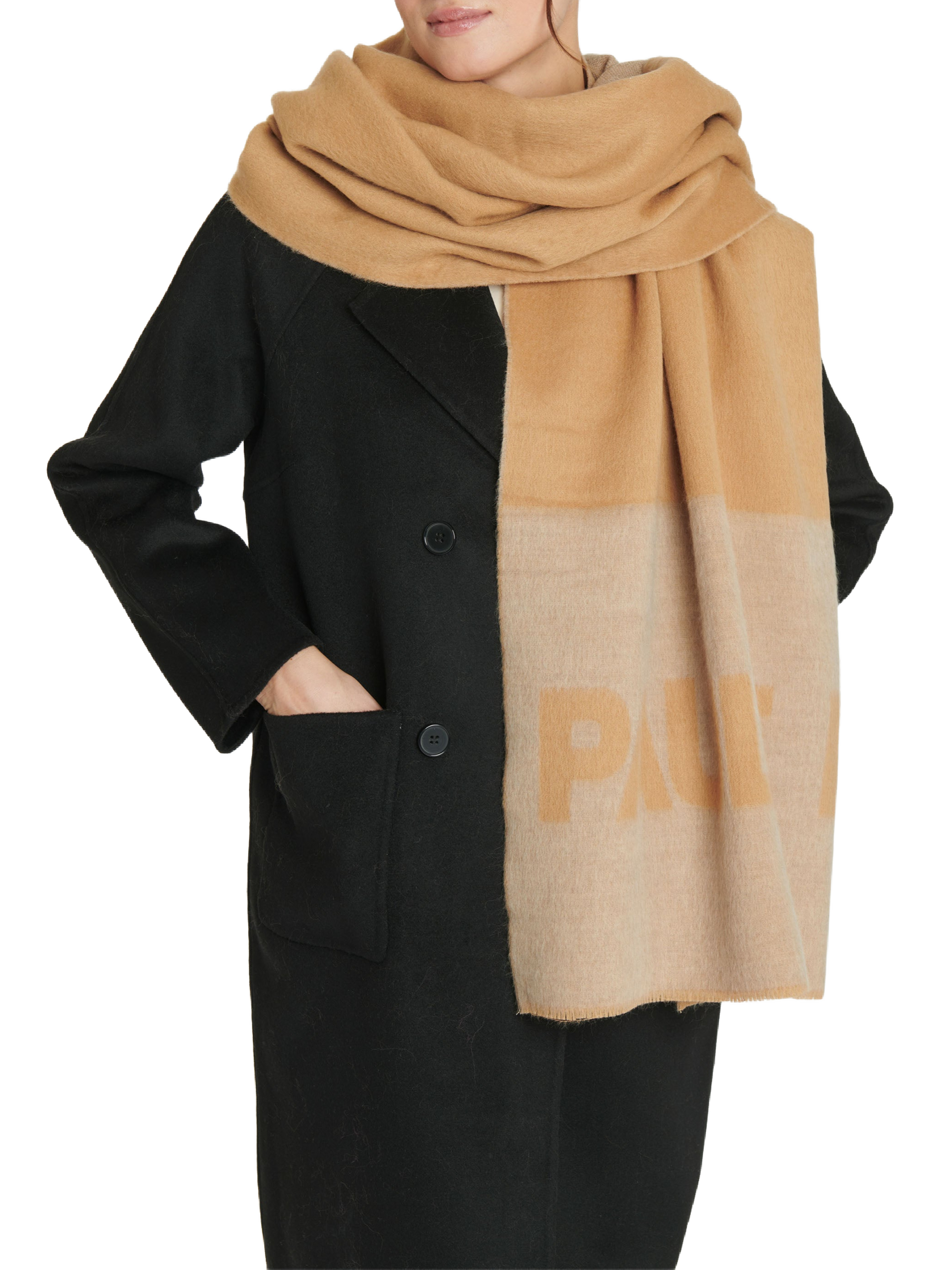Écharpe bicolore en laine - Camel & beige