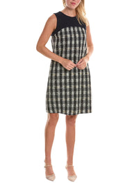 NOIR / BLANC CASSE ROBE BIMATIERE