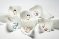 Bague Lola en or rose & Améthyste - Violet & Blanc