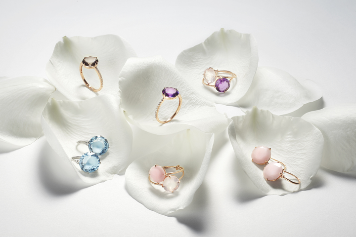 White Gold & Amethyst Lola Diamond Ring - Violet & White