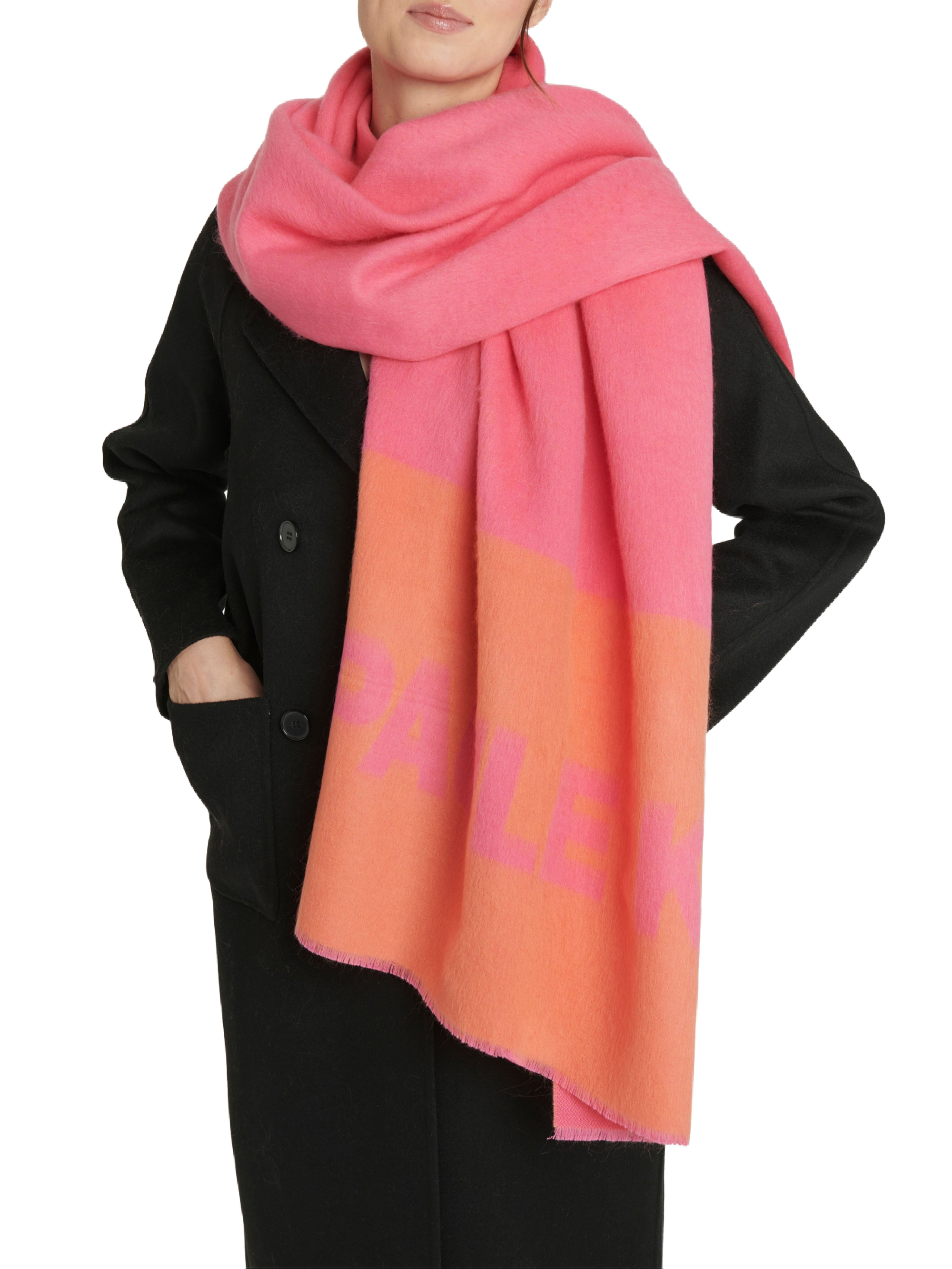 Écharpe bicolore en laine - Rose & orange