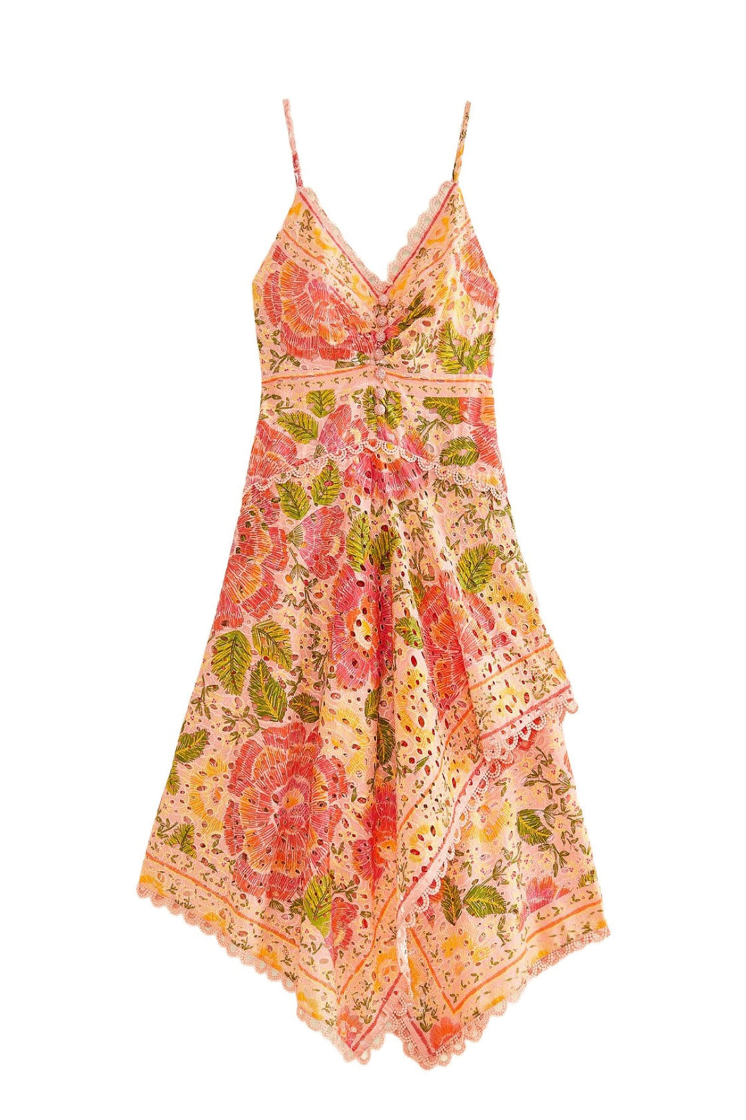 Robe midi Blooming Floral en coton - Orange