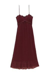 Robe midi à bretelles à motif dentelle - Violet