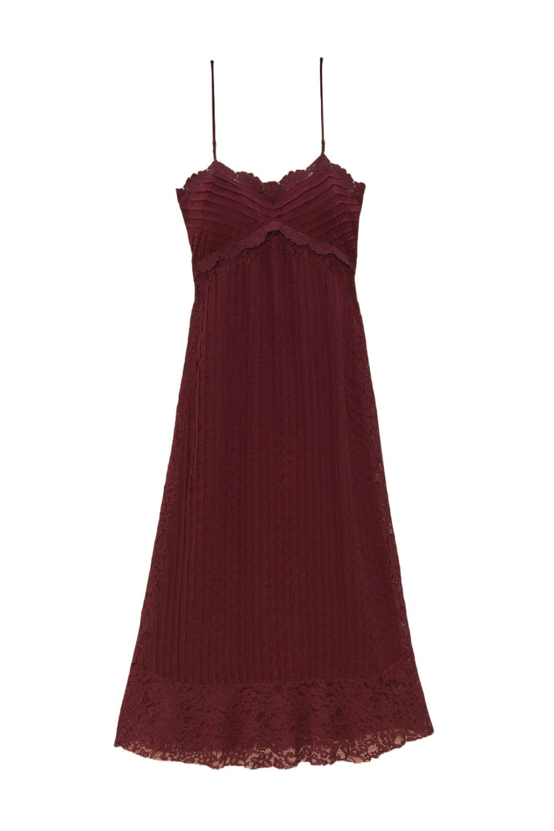 Robe midi à bretelles à motif dentelle - Violet