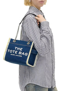 Sac cabas The Tote en denim à chaînes - Dark Wash