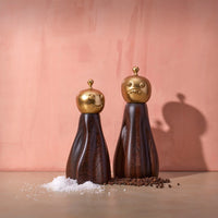 Lot de 2 moulins à sel et à poivre Haas en laiton - Brown & Gold