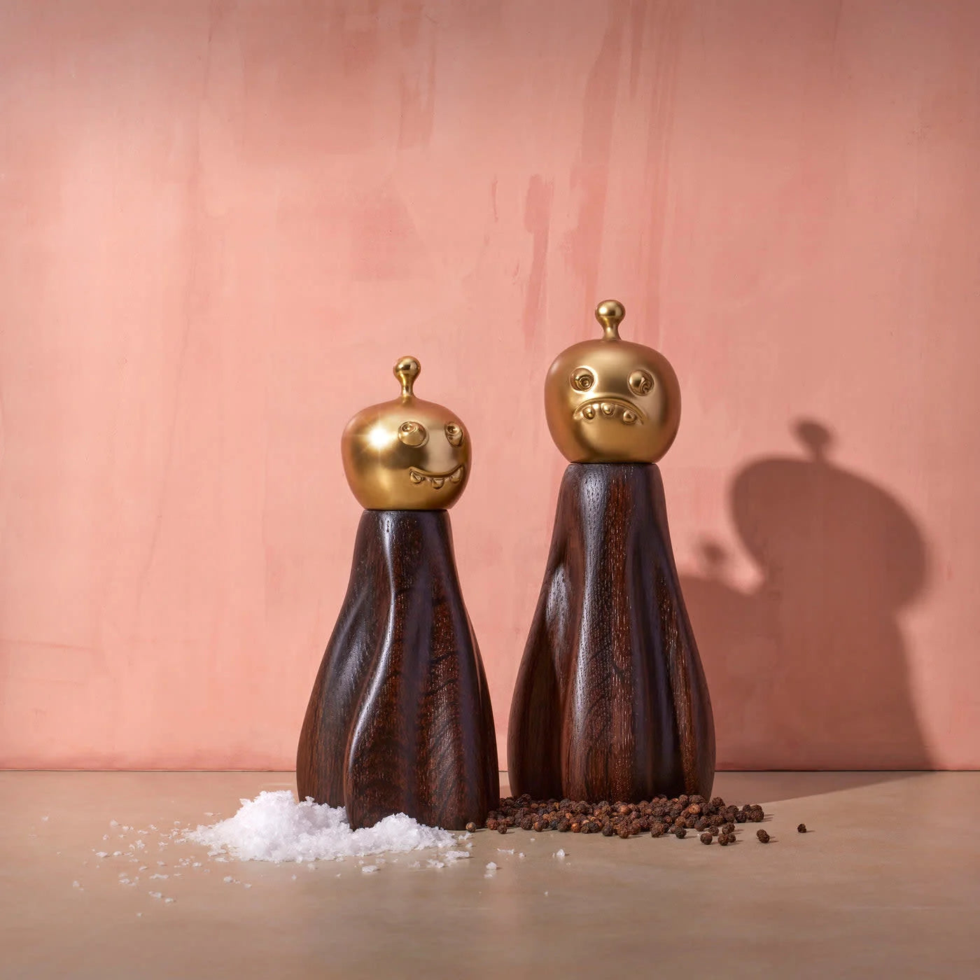 Lot de 2 moulins à sel et à poivre Haas en laiton - Brown & Gold