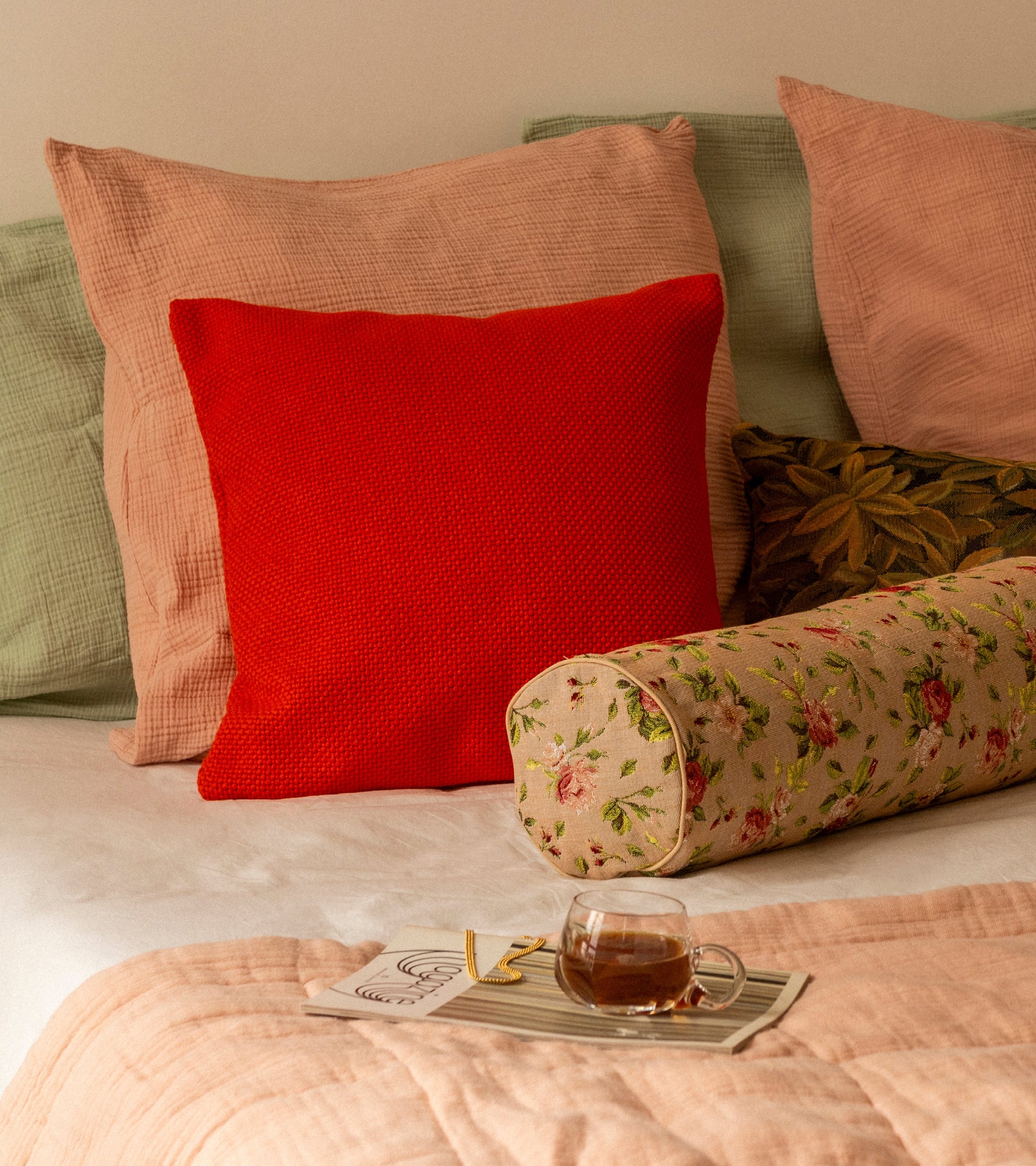Coussin Carino en laine mélangée - Orange