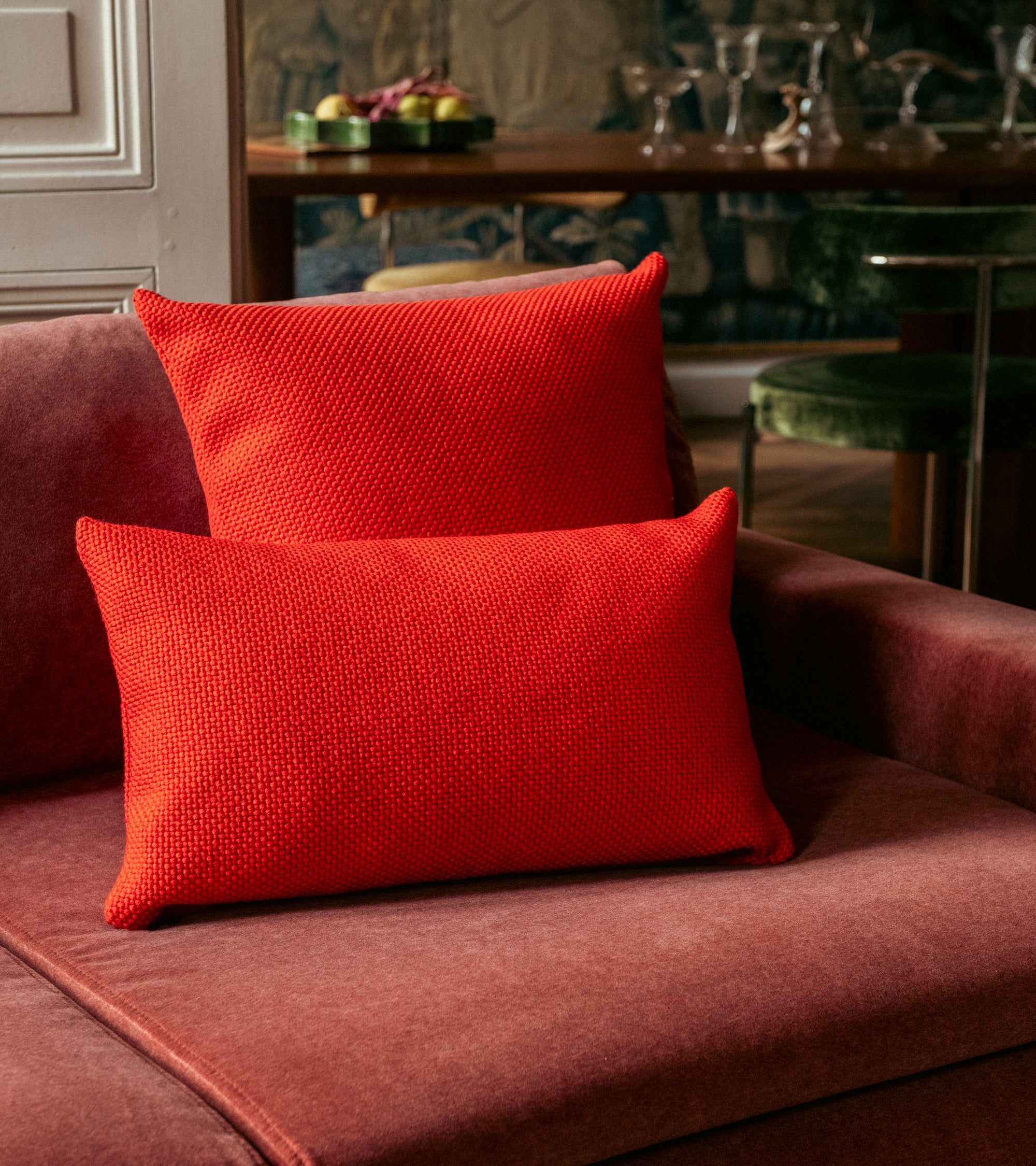 Coussin Carino en laine mélangée - Orange