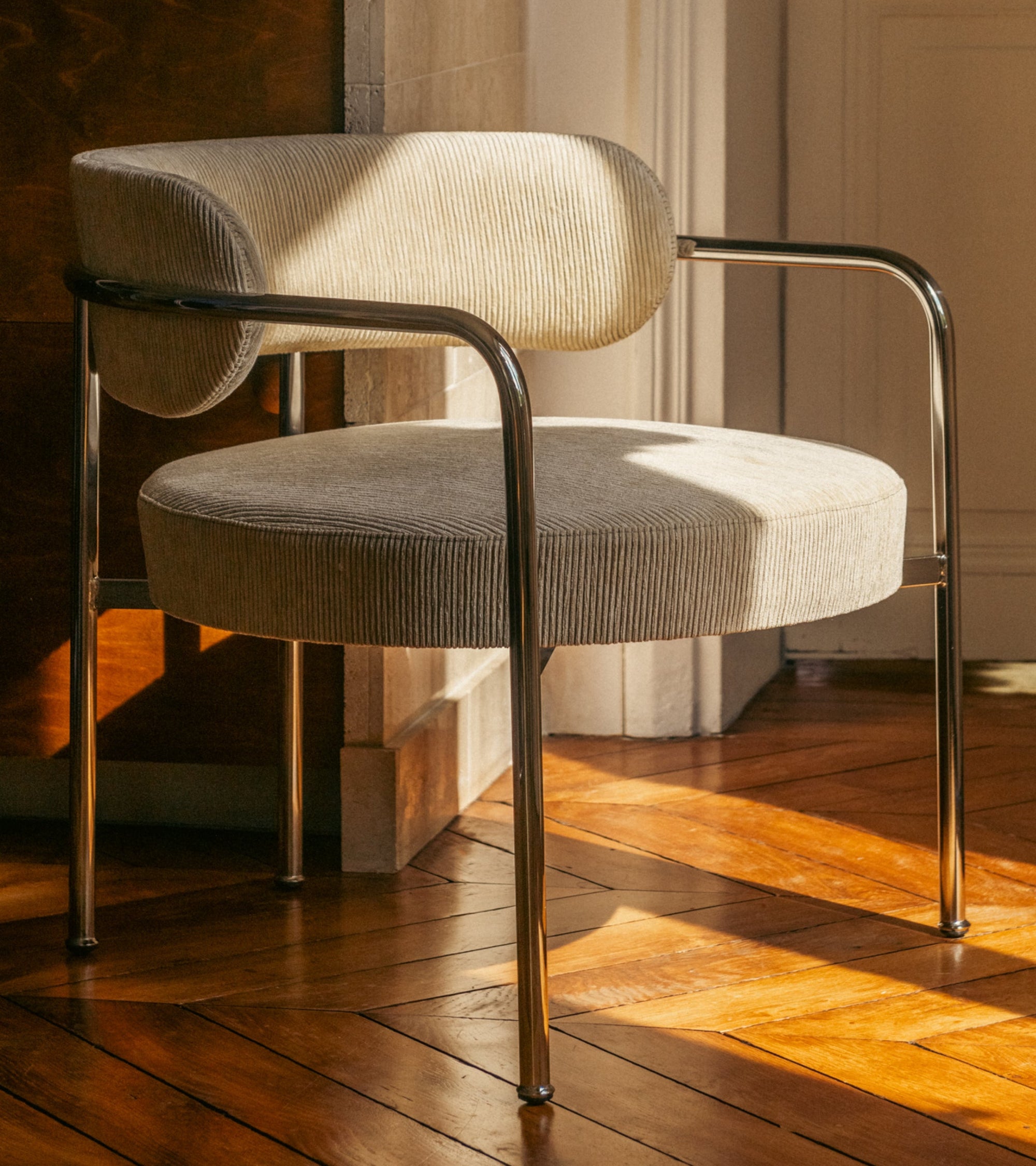 Fauteuil Libera en velours côtelé - Beige